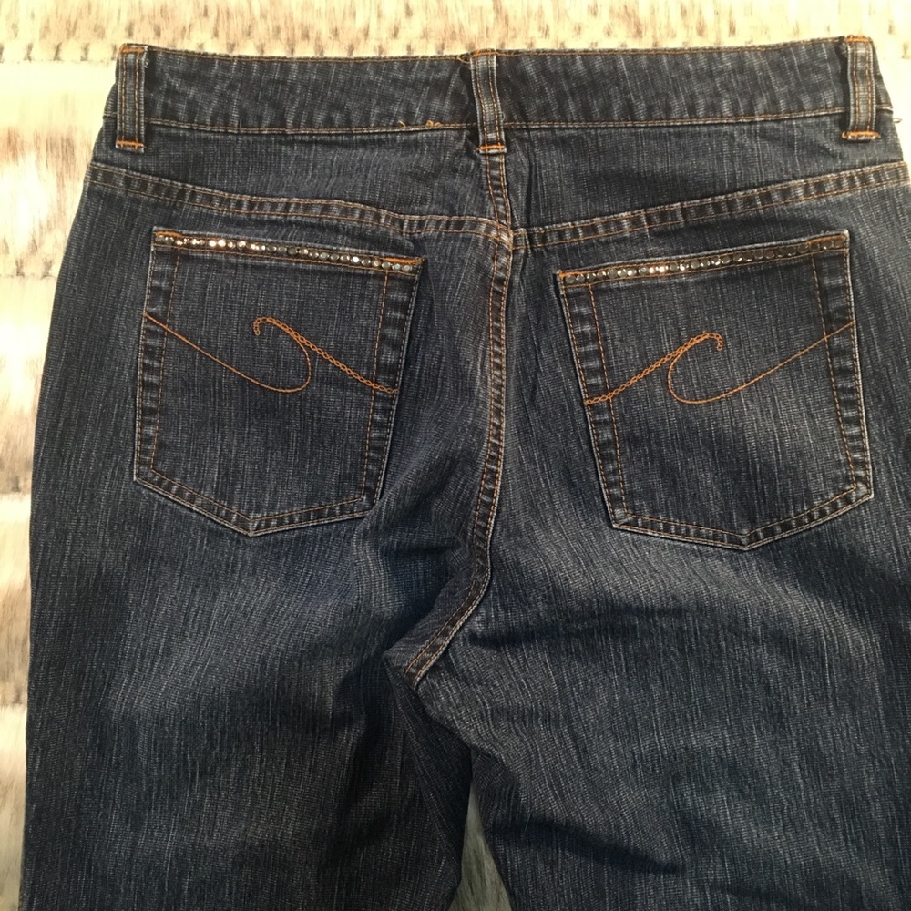 Chico’s Denim Jeans w/ Rhinestone Pocket Trim